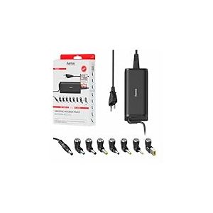 Hama 90W Chargeur Rapide Universel pour PC Portable 15-19V - [8 Adaptateurs] [Protection Contre la surchauffe & sur-tensions] Noir