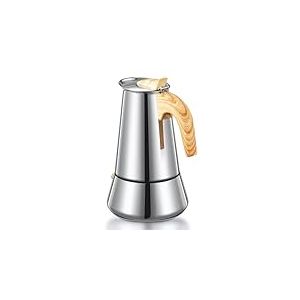 Yabano Cafeti&egrave;re Italienne Inox 6 Tasses, 350ml Moka Pot Compatible Induction, Cafeti&egrave;re Espresso Traditionnelle pour Cuisini&egrave;re &agrave; Gaz ou &Eacute;lectrique, Cafeti&egrave;re Espresso Maison & Camping