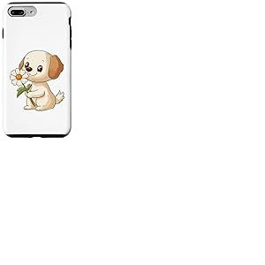 Chien avec Fleur pour Amoureux des Chiots, Femmes et Filles, Chien Mignon Coque pour iPhone 7 Plus/8 Plus