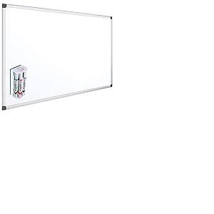 OFITURIA Pack Pizarra Blanca Magn&eacute;tica + Pentel MAXIFLO Set 4 Rotuladores con Borrador Magnetico Ligero - Pizarra Magnetica Lacada Con Marco De Aluminio Resistente F&aacute;cil De Borrar En Seco (45x30cm)