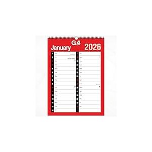G4GADGET Calendrier mural 2026 A4 mensuel &agrave; 2 colonnes &agrave; spirales avec jours f&eacute;ri&eacute;s britanniques | Organiseur mensuel &agrave; suspendre pour la maison, le bureau, l'&eacute;cole et le travail