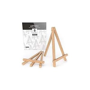 Arteza Mini Chevalet en bois 20,3 cm | Lot de 8 chevalets| Chevalet de table miniature | Idéal pour exposition de petits tableaux | Cartes de visite | Photos | Chevalet bois de hêtre solide