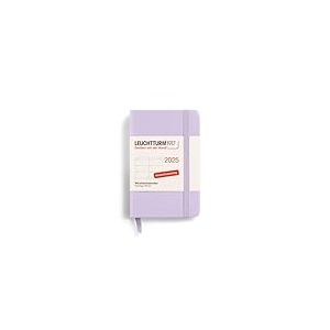 LEUCHTTURM1917 370558 Agenda semainier 2025 Mini A7, couverture rigide, planificateur 12 mois, 80 g, ligné, violet