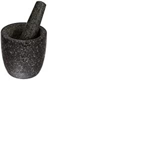 JADE TEMPLE Mortier avec Pilon en Granit Gris, Granite, Gris, 31 x 31 x 22 cm - 12 x 12 cm