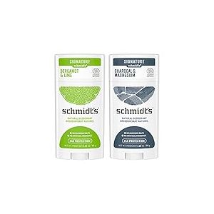 Schmidt's Assortiment de 2 Déodorants Stick Signature : 1x Charbon & Magnésium et 1x Citron Vert & Bergamote, Efficacité 24h, Origine 100% naturelle, Vegan, Testé dermatologiquement (2x75g)