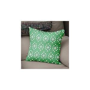 BonaMaison Housse de Coussin Motif, Vert p&eacute;trole et Blanc Taie d'oreiller pour Lit Voiture Canap&eacute; Maison Salon Chambre, D&eacute;coration D'int&eacute;rieur, 43x43cm - Con&ccedil;u et Fabriqu&eacute; en Turquie