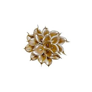 DuHouse 20Pcs Artificial Calla Lily Flower Real Touch Latex Flowers for DIY Wedding Bouquet Party Home Decor (18k Gold)