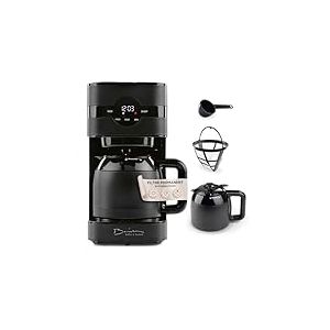 Barista Cafetière filtre avec thermos | Minuteur 24h & filtre permanent | Pour 8 tasses de café | Cafetière pour poudre [Noir]