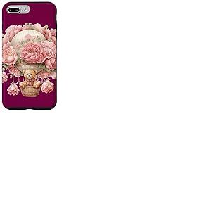 Montgolfière flottante pour bébé ours rose pivoine fleur Coque pour iPhone 7 Plus/8 Plus