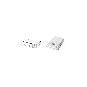 Compactor - Housse avec Sac sous vide Life L, coffre plat, rangement sous lit, dressing & Lot de 2 sacs de rangement sous vide, taille XL, extra-plat, gamme Aspispace, transparent
