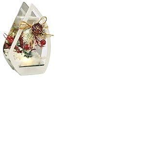 Photophore en Verre avec Bougie LED - Branches de Sapin - Objet d&eacute;coratif - Lampe d'ambiance - D&eacute;coration de No&euml;l - Cadeau - Objet de d&eacute;coration - Ornements 3D