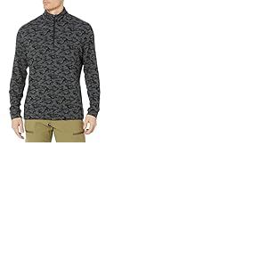 PGA Tour Luxe WR Touch Camo Print 1/4 Zip Base Layer Chemise de Golf, Iron Caviar HTR, L Homme