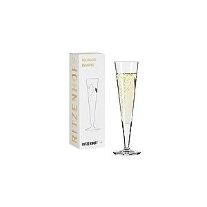 Ritzenhoff 1071035 Verre &agrave; champagne 200 ml &ndash; S&eacute;rie Goldnacht n&deg; 35 &ndash; Motif c&oelig;ur avec or v&eacute;ritable &ndash; Fabriqu&eacute; en Allemagne, Blanc, Noir, Dor&eacute;
