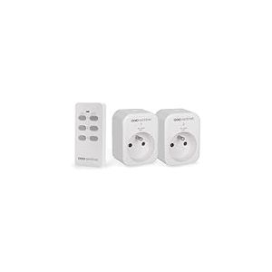 SCS Sentinel HCN0077 Intérieures-2 Prises + 1 Télécommande, Fréquence 433,92 MHz, Modèle Compact, Couleur Blanche, Facile à Installer et Utiliser, Idéal pour Maison et Bureau, Blanc