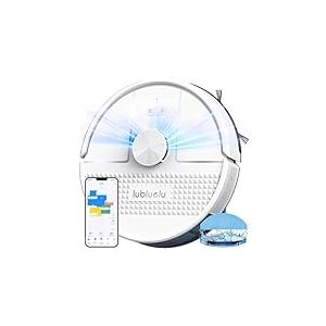 Lubluelu Robot Aspirateur Laveur 5000Pa 3 en 1, Aspirateur Robot Mise &agrave; Niveau, LiDAR Laser, 5 Carte Sauvegardable +24 Zones Interdites Modifiables, pour Poils d'animaux, Sols (Blanc)