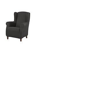 Estoralis | Berta | Housse de Chaise à Oreilles| Tissu élastique Anthracite | pour Fauteuil à Oreilles de 70 à 110 cm. | Protecteur de Chaise à Oreilles | Adaptable à Tous Types Fauteuil à Oreilles