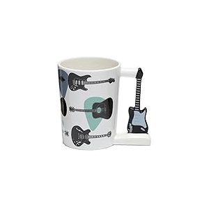 Tasse en céramique avec poignée de guitare, design original, idéal pour les collectionneurs et les amateurs de musique, résistant et passe au lave-vaisselle.