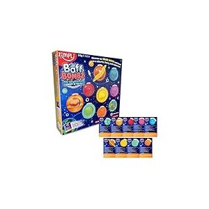 Zimpli Kids 9 x Bombe de bain Système solaire, 9 x Cartes d'information sur les planètes, Bombe de bain Planète éducative pour les enfants, Kit scientifique pour garçons et filles