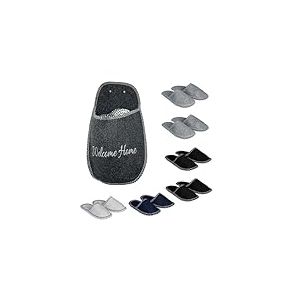 Relaxdays 6 Paires de Chaussons invit&eacute;s en Feutre Multicolores, Semelle antid&eacute;rapante, 36-45, avec Sac, 50x28x6 cm