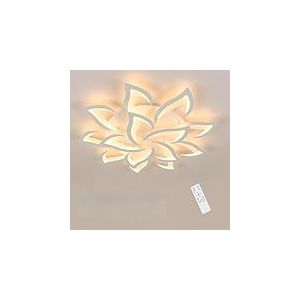 Goeco Plafonnier LED Dimmable, 84W &Oslash; 96 CM Luminaire Plafonnier en Forme de Fleur avec 14 Lampes 3000K-6000K avec T&eacute;l&eacute;commande Lampe de Plafond LED Moderne en Acrylique pour Salon, Blanc