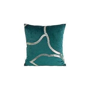 Eurofirany &Eacute;l&eacute;gantes Housses de Coussin d&eacute;coratives en Velours avec Impression - 45 x 45 cm - en Velours Doux - Motif g&eacute;om&eacute;trique 5 - Turquoise fonc&eacute;