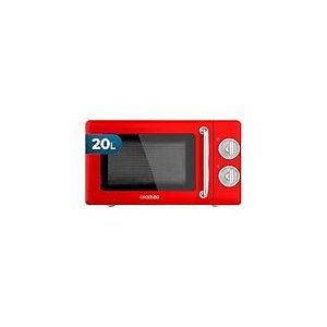 Cecotec Micro-Ondes M&eacute;canique Proclean 3010 Rouge R&eacute;tro 20 L. 700 W sur 6 Niveaux, Minuterie jusqu'&agrave; 30 Minutes, Mode D&eacute;cong&eacute;lation, Design Vintage en Rouge, Finitions Acier