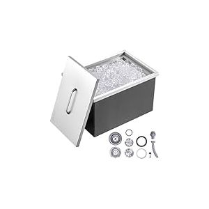 VEVOR Bac à Glace Encastrable 43,5 L 558x430x306 mm Boîte Isotherme pour Glace avec Couvercle en Inox Alimentaire Conservateur à Glaçons pour Boissons Bières Fraîches Cuisine Extérieure Bar Domicile