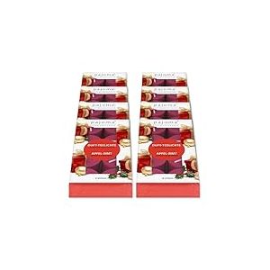 pajoma® Lot de 8 bougies chauffe-plat - Pomme - Cannelle - 64 bougies chauffe-plat parfumées dans un étui en polycarbonate - Durée de combustion : environ 4 heures - Hauteur : 1,5 cm - Diamètre : 3,5