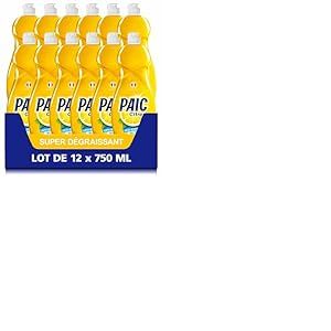 PAIC - Liquide Vaisselle Paic Citron Super D&eacute;graissant - Nettoie - D&eacute;graisse - &Eacute;limine les mauvaises odeurs - Lot de 12 x 750ml