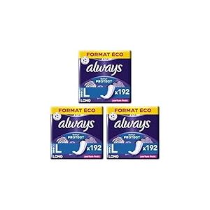 Always Daily Protect, Long, 192 Protège-Slips pour Femme, Avec un Parfum frais, Confortable avec cœur Absorbant, Format Eco (Lot de 3)