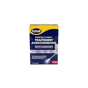 Scholl Traitement Acrochordon Freeze Away - Élimine Acrochordons et Excroissances de Peau en 1 passage rapide grâce à la Cryothérapie - Cliniquement prouvé, Facile d'utilisation - 12 Traitements