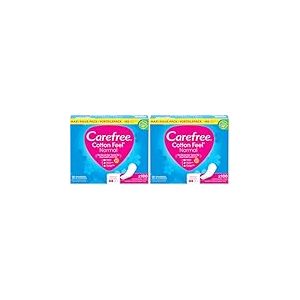 Carefree Protège-slips Cotton Feel Normal sans parfum (100 pièces), 100% respirant pour une sensation de fraîcheur longue durée en taille normale (Lot de 2)