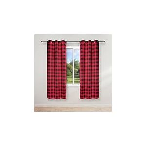 Simple Deluxe Rideaux occultants à Carreaux pour Salon, Chambre à Coucher, Style Ferme, Cour, Chambre à Coucher, 94 x 160 cm (l x L), Noir et Rouge