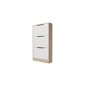Dreaming Online - &Eacute;tag&egrave;re &agrave; Chaussures &eacute;troite 3 Portes, Mod&egrave;le Ayen, Finitions, Pratique et Fonctionnelle, Bois, Blanc-Cambria, Dimensions 107 cm (Hauteur) x 60 cm (Largeur) x 17,3 cm (Profondeur)