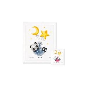 VERVACO Point De Croix Compt&eacute; Kit DIY Cadeau Bebe Naissance Personnalis&eacute; LE PANDA S'ENDORT Tableau Complet Kit De Broderie Loisir Cr&eacute;atif Maison D&eacute;coration ca. 27 x 34 cm Cross Stitch