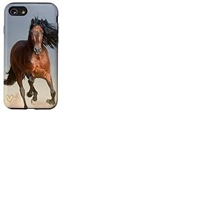 Motif Cheval Bai Brun, Beau Coeur D'Amour Dor&eacute; Mignon Coque pour iPhone SE (2020) / 7 / 8