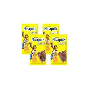NESQUIK LACTÉ - Sachet de 1 kg - Boisson Cacao poudre - Goût de chocolat - Petit-Déjeuner (Lot de 4)