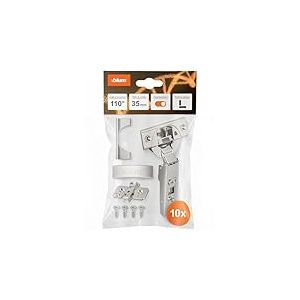 Blumotion Lot de 10 charni&egrave;res droites &agrave; 110&deg; pour meuble, avec ressort, vis, but&eacute;e d'angle + clip Blumotion, plaque de montage en croix excentrique, acier, vis, distance 0 mm