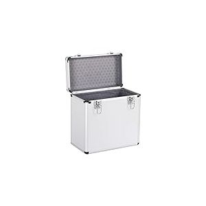 Yaheetech &Eacute;tui pour Disques Vinyles de 33 Tours Mallette de Rangement pour Collection de DJ Valise Vinyles avec Fermeture &agrave; Cl&eacute; pour 50 Albums 35x20x36 cm Argent