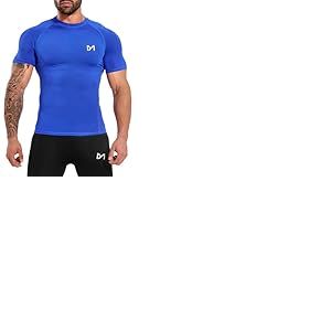 MEETYOO Tee Shirt Compression Homme,Maillot de Fitness Fonctionnel &agrave; Manches Courtes Maillot de Sport Homme Respirant Maillot de Course pour Sports Jogging Musculation