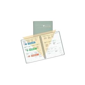 Planner Pad Organiseur de 12 mois &agrave; spirale, 3 niveaux, octobre 2024 &agrave; septembre 2025, couverture gris verd&acirc;tre/encre verte douce, 16,5 x 21,6 cm