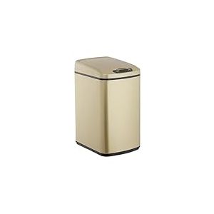 Relaxdays 10026543_902 Poubelle capteur 12 l, Automatique, récipient carré, senseur déchets Couvercle et boîte intérieure, Rose dorée, INOX, Plastique ABS, Or, 1