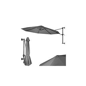 BAKAJI Parasol mural de jardin, diamètre 300 cm, parasol mural avec structure en métal, gazebo Air vent d'extérieur avec 8 ribs et couverture en polyester imperméable, gris, Grande, Moderne