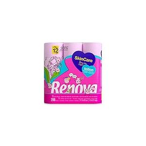 Renova Papier toilette Lotion pour la peau | 12 rouleaux de lotion | Papier rose 3 couches | Rouleaux XXL | Certifié FSC®