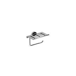 Croydex Pendle Porte-Rouleau de Papier Toilette avec étagère antidérapante, Support de Rouleau de Papier Toilette chromé, sans perçage, vis d'installation ou Colle, Accessoires de Salle de Bain