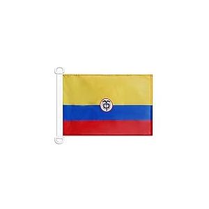 AZ FLAG - Drapeau Pavillon de guerre Colombie - 45x30 cm - Pavillon Nautique Militaire Colombien Sp&eacute;cial Bateau Et Ext&eacute;rieur En Maille Bloqu&eacute;e Avec Anneaux Plastiques Int&eacute;gr&eacute;s - 30g
