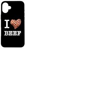 Amateurs de bœuf : "I Love Beef"_texte blanc Coque pour iPhone 16 Plus