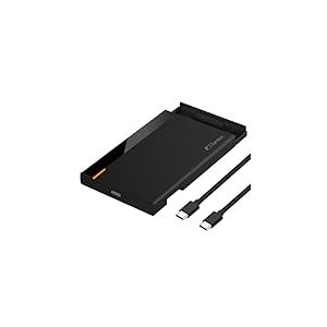 FANTEC PL-25U31 USB3.2 Gen2 SSD/Hard Drive Enclosure for 1x SATA 2.5 inch SATA SSD/HDD (Max. 9.5mm Height), Transfer Rates up to 10Gbit/s (SUPERSPEED+), USB-C, no Tools Required, Plastic, Black