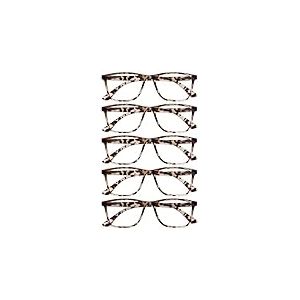 OPULIZE NYX Lunette anti lumiere bleue femme & homme - Lunette Loupe Ecran/Gaming - Lot de 5 - Anti-éblouissement, UV400, Légère - Rectangulaire - Marron écaille - + 1,00