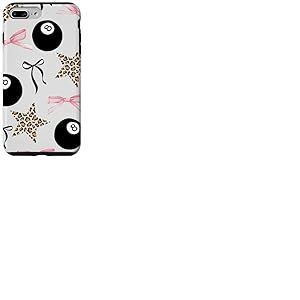 Boule 8 L&eacute;opard &Eacute;toile & N&oelig;ud Rose Mignon Y2k Trendy Gu&eacute;pard Coque pour iPhone 7 Plus/8 Plus